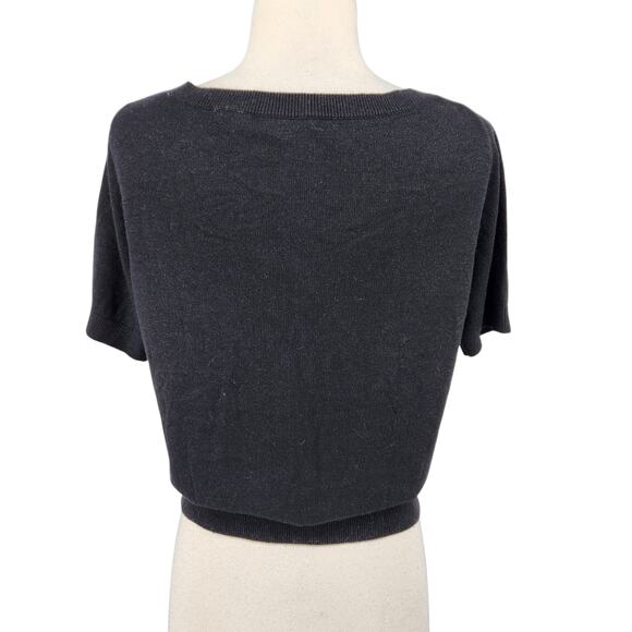 Moda International Knit Sweater – Black Silk Cashmere V-Neck Large - Picture 5 of 7